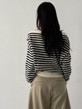 [Tie Set] Striped Boat Neck Knit