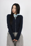 Basic ribbed knit zip-up
