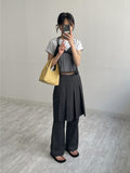 Pleated Bootcut Layered Slacks
