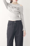 Sieta Lettering Off-Shoulder T-Shirt