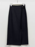 Two-buckle wrap H-line long skirt