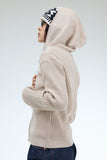 PRTN)Mix ribbed knit hood zip-up