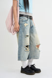 Distressed Bermuda Denim Pants