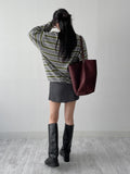 [unisex/wool 50%] Mentor Stripe Overfit Knit