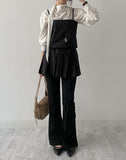 Unbalanced One-Tie Puff Blouse