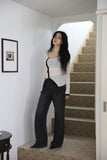 Tone-on tassel black denim