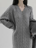 Fib V-Neck Cable One Piece