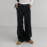 [unisex] Back pin tuck wide denim pants