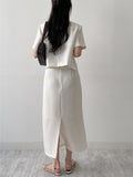 Lara Tweed Belted H-Line Long Skirt