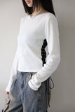 Ribbed side eyelet tee