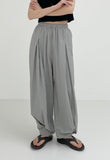 Pleats Nylon Jogger Wide Pants