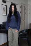 Net openwork v-neck knit