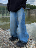 Oil wave denim pants