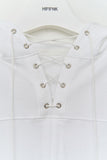 (W) Rim Eyelet Hooded Top