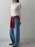 202 Back Pocket Balloon Fit Wide Denim Pants