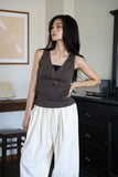 V rib sleeveless top