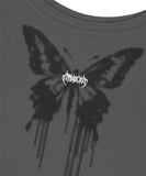 BUTTERFLY GOTH WIDE NECK CROP TEE