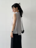 [Scarf SET] Sica V-Neck Sleeveless Blouse