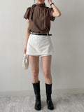 [Short Sleeve Version] Charming Tie Puff Blouse