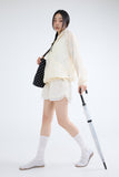 PRTN) Sheer Lace Banding Shorts