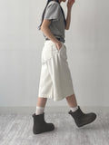[Belt SET] Claw Pintuck Bermuda Denim Pants