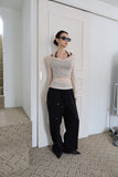 Ballet see-through shirring top