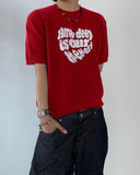 Heart Lettering Short Sleeve Knit