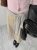 Two-pin tuck cotton flare skirt