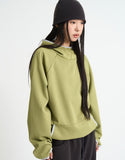 Carmine waffle hood sweat long sleeve