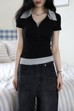 Heli color matching collar short sleeve tee