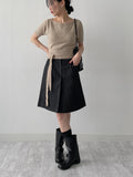 Road Pintuck A-Line Midi Skirt