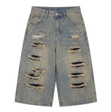 Terran Wide Distressed Bermuda Denim Pants