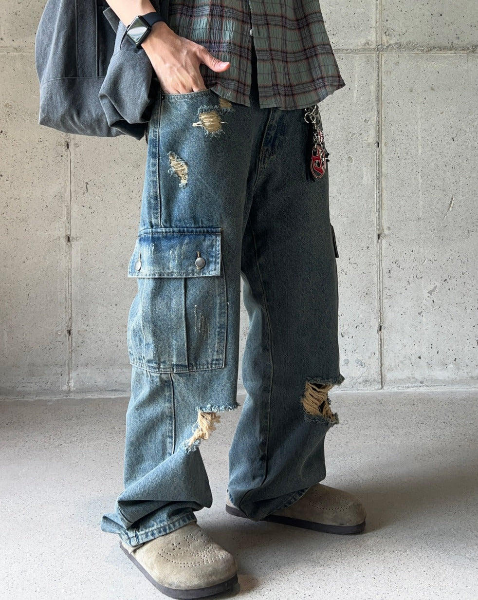 【KOOLOSET】Scratch Damage Cargo Denim KOOLOSET (クロゼット) - スクラッチダメージカーゴデニム