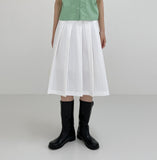 Nylon Pleated Midi Skirt