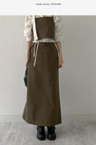 [Setup Available/Three-Piece] Mog Wool Belted Long Skirt