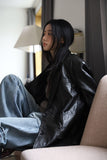 Glossy Cracked Leather Jacket