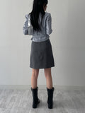 [Tie SET] Padded V-neck Pin Tuck Blouse
