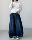 Label Snap Balloon Denim Pants