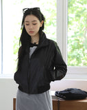 Tone satin crop zip-up