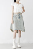 Reneck denim unbalance skirt