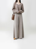 [Premium] Whole garment alpaca V-neck knitwear