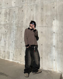 Paneled Incision Wide Denim