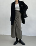 Silky Twist Wrap Long Skirt