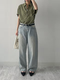 [unisex] 418 Teen Blue Wide Denim Pants