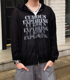 Summer Lettering Knit Hood Zip-Up