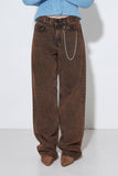 wide brown washing denim