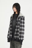 Wool sleeve snap flannel hood shirt