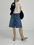 525 Cat Washing Bermuda Wide Denim