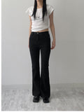 Basic cotton semi-bootcut pants