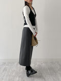 Warm Touch Wrap Slit H-Line Long Skirt